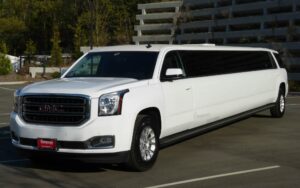 white gmc Limousine Dubai