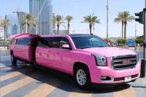 Pink GMC Limousine Dubai